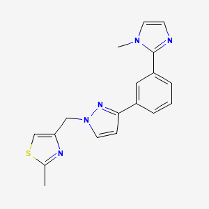 molecular formula C18H17N5S B5184515 2-methyl-4-({3-[3-(1-methyl-1H-imidazol-2-yl)phenyl]-1H-pyrazol-1-yl}methyl)-1,3-thiazole 