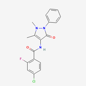 4-chloro-N-(1,5-dimethyl-3-oxo-2-phenyl-2,3-dihydro-1H-pyrazol-4-yl)-2-fluorobenzamide