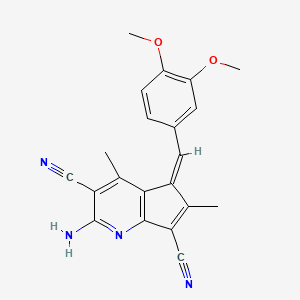 2-amino-5-(3,4-dimethoxybenzylidene)-4,6-dimethyl-5H-cyclopenta[b]pyridine-3,7-dicarbonitrile