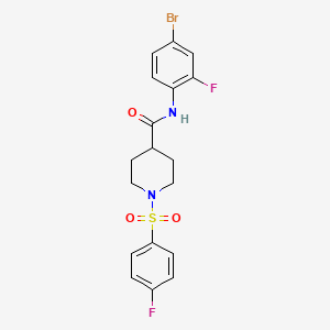 molecular formula C18H17BrF2N2O3S B5184619 N-(4-bromo-2-fluorophenyl)-1-[(4-fluorophenyl)sulfonyl]-4-piperidinecarboxamide 