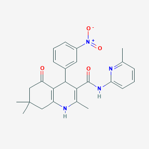molecular formula C25H26N4O4 B5184749 2,7,7-trimethyl-N-(6-methyl-2-pyridinyl)-4-(3-nitrophenyl)-5-oxo-1,4,5,6,7,8-hexahydro-3-quinolinecarboxamide 
