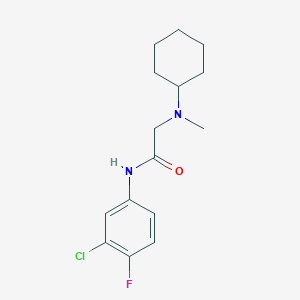 molecular formula C15H20ClFN2O B5184778 N~1~-(3-chloro-4-fluorophenyl)-N~2~-cyclohexyl-N~2~-methylglycinamide 