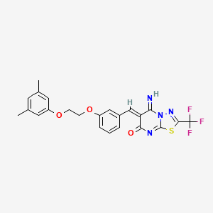 molecular formula C23H19F3N4O3S B5184789 6-{3-[2-(3,5-dimethylphenoxy)ethoxy]benzylidene}-5-imino-2-(trifluoromethyl)-5,6-dihydro-7H-[1,3,4]thiadiazolo[3,2-a]pyrimidin-7-one 