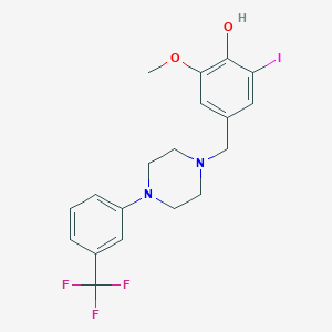 molecular formula C19H20F3IN2O2 B5184873 2-iodo-6-methoxy-4-({4-[3-(trifluoromethyl)phenyl]-1-piperazinyl}methyl)phenol 