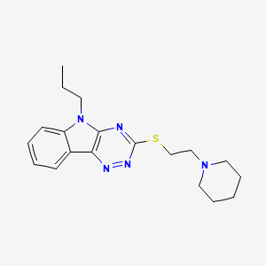 molecular formula C19H25N5S B5184879 3-{[2-(1-piperidinyl)ethyl]thio}-5-propyl-5H-[1,2,4]triazino[5,6-b]indole 