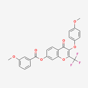 molecular formula C25H17F3O7 B5184884 3-(4-methoxyphenoxy)-4-oxo-2-(trifluoromethyl)-4H-chromen-7-yl 3-methoxybenzoate 