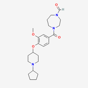 molecular formula C24H35N3O4 B5184907 4-{4-[(1-cyclopentyl-4-piperidinyl)oxy]-3-methoxybenzoyl}-1,4-diazepane-1-carbaldehyde 