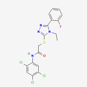 molecular formula C18H14Cl3FN4OS B5184933 2-{[4-ethyl-5-(2-fluorophenyl)-4H-1,2,4-triazol-3-yl]thio}-N-(2,4,5-trichlorophenyl)acetamide 