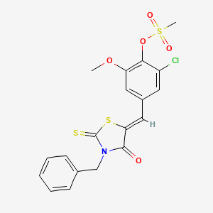 molecular formula C19H16ClNO5S3 B5184953 4-[(3-benzyl-4-oxo-2-thioxo-1,3-thiazolidin-5-ylidene)methyl]-2-chloro-6-methoxyphenyl methanesulfonate 