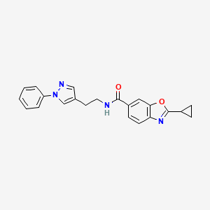molecular formula C22H20N4O2 B5184971 2-cyclopropyl-N-[2-(1-phenyl-1H-pyrazol-4-yl)ethyl]-1,3-benzoxazole-6-carboxamide 
