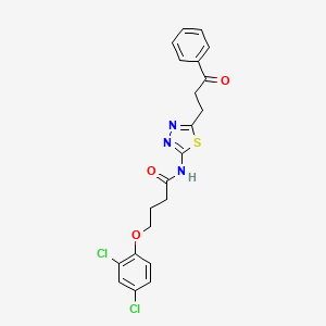 molecular formula C21H19Cl2N3O3S B5184982 4-(2,4-dichlorophenoxy)-N-[5-(3-oxo-3-phenylpropyl)-1,3,4-thiadiazol-2-yl]butanamide 