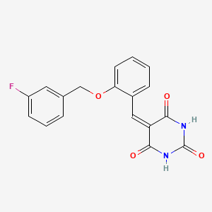 molecular formula C18H13FN2O4 B5184988 5-{2-[(3-fluorobenzyl)oxy]benzylidene}-2,4,6(1H,3H,5H)-pyrimidinetrione 