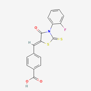 4-{[3-(2-fluorophenyl)-4-oxo-2-thioxo-1,3-thiazolidin-5-ylidene]methyl}benzoic acid