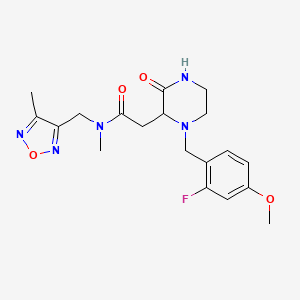 molecular formula C19H24FN5O4 B5185001 2-[1-(2-fluoro-4-methoxybenzyl)-3-oxo-2-piperazinyl]-N-methyl-N-[(4-methyl-1,2,5-oxadiazol-3-yl)methyl]acetamide 