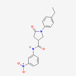 molecular formula C19H19N3O4 B5185032 1-(4-ethylphenyl)-N-(3-nitrophenyl)-5-oxo-3-pyrrolidinecarboxamide 