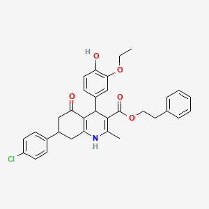 molecular formula C33H32ClNO5 B5185067 2-phenylethyl 7-(4-chlorophenyl)-4-(3-ethoxy-4-hydroxyphenyl)-2-methyl-5-oxo-1,4,5,6,7,8-hexahydro-3-quinolinecarboxylate 