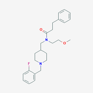 molecular formula C25H33FN2O2 B5185085 N-{[1-(2-fluorobenzyl)-4-piperidinyl]methyl}-N-(2-methoxyethyl)-3-phenylpropanamide 