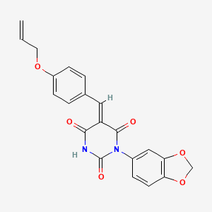 molecular formula C21H16N2O6 B5185101 5-[4-(allyloxy)benzylidene]-1-(1,3-benzodioxol-5-yl)-2,4,6(1H,3H,5H)-pyrimidinetrione 