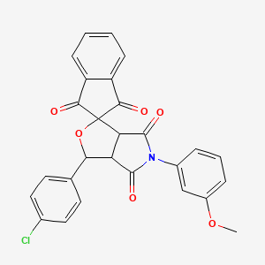 3-(4-chlorophenyl)-5-(3-methoxyphenyl)-3a,6a-dihydrospiro[furo[3,4-c]pyrrole-1,2'-indene]-1',3',4,6(3H,5H)-tetrone