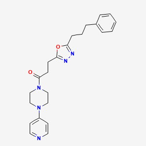 molecular formula C23H27N5O2 B5185158 1-{3-[5-(3-phenylpropyl)-1,3,4-oxadiazol-2-yl]propanoyl}-4-(4-pyridinyl)piperazine 