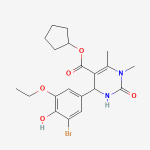 molecular formula C20H25BrN2O5 B5185207 cyclopentyl 4-(3-bromo-5-ethoxy-4-hydroxyphenyl)-1,6-dimethyl-2-oxo-1,2,3,4-tetrahydro-5-pyrimidinecarboxylate 