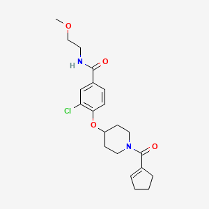 molecular formula C21H27ClN2O4 B5185285 3-chloro-4-{[1-(1-cyclopenten-1-ylcarbonyl)-4-piperidinyl]oxy}-N-(2-methoxyethyl)benzamide 