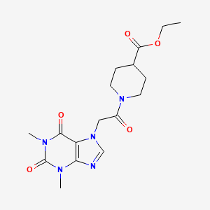 molecular formula C17H23N5O5 B5185312 1-[(1,3-二甲基-2,6-二氧代-1,2,3,6-四氢-7H-嘌呤-7-基)乙酰基]-4-哌啶甲酸乙酯 
