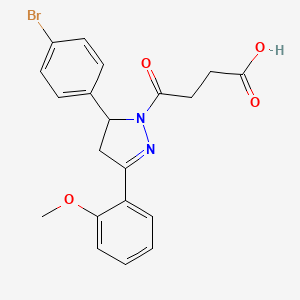 molecular formula C20H19BrN2O4 B5185319 4-[5-(4-bromophenyl)-3-(2-methoxyphenyl)-4,5-dihydro-1H-pyrazol-1-yl]-4-oxobutanoic acid 