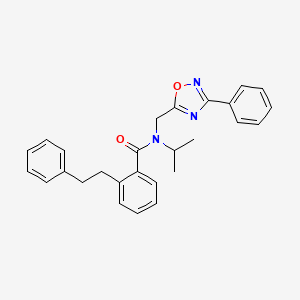 molecular formula C27H27N3O2 B5185326 N-isopropyl-2-(2-phenylethyl)-N-[(3-phenyl-1,2,4-oxadiazol-5-yl)methyl]benzamide 