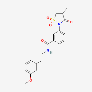 molecular formula C20H22N2O5S B5185329 N-[2-(3-methoxyphenyl)ethyl]-3-(4-methyl-1,1-dioxido-3-oxo-2-isothiazolidinyl)benzamide 