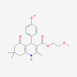 molecular formula C22H27NO5 B5185335 2-methoxyethyl 4-(4-hydroxyphenyl)-2,7,7-trimethyl-5-oxo-1,4,5,6,7,8-hexahydro-3-quinolinecarboxylate 