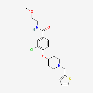 molecular formula C20H25ClN2O3S B5185369 3-chloro-N-(2-methoxyethyl)-4-{[1-(2-thienylmethyl)-4-piperidinyl]oxy}benzamide 