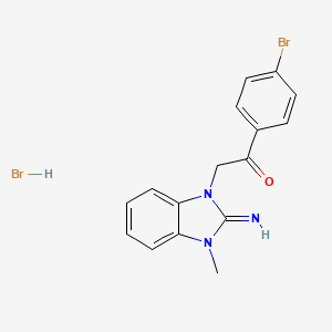molecular formula C16H15Br2N3O B5185416 1-(4-bromophenyl)-2-(2-imino-3-methyl-2,3-dihydro-1H-benzimidazol-1-yl)ethanone hydrobromide 