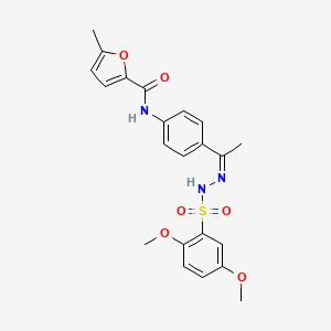 molecular formula C22H23N3O6S B5185527 N-(4-{N-[(2,5-dimethoxyphenyl)sulfonyl]ethanehydrazonoyl}phenyl)-5-methyl-2-furamide 