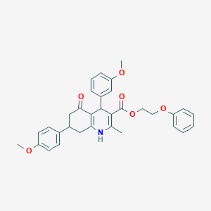 molecular formula C33H33NO6 B5185564 2-phenoxyethyl 4-(3-methoxyphenyl)-7-(4-methoxyphenyl)-2-methyl-5-oxo-1,4,5,6,7,8-hexahydro-3-quinolinecarboxylate 