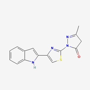molecular formula C15H12N4OS B5185588 2-[4-(1H-indol-2-yl)-1,3-thiazol-2-yl]-5-methyl-2,4-dihydro-3H-pyrazol-3-one 