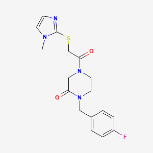 molecular formula C17H19FN4O2S B5185623 1-(4-fluorobenzyl)-4-{[(1-methyl-1H-imidazol-2-yl)thio]acetyl}-2-piperazinone trifluoroacetate 
