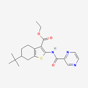 molecular formula C20H25N3O3S B5185630 ethyl 6-tert-butyl-2-[(2-pyrazinylcarbonyl)amino]-4,5,6,7-tetrahydro-1-benzothiophene-3-carboxylate 