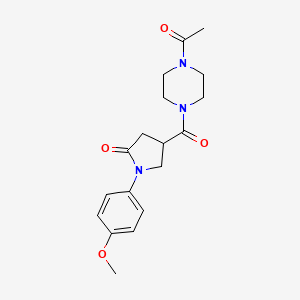 molecular formula C18H23N3O4 B5185707 4-[(4-acetyl-1-piperazinyl)carbonyl]-1-(4-methoxyphenyl)-2-pyrrolidinone 