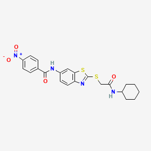 molecular formula C22H22N4O4S2 B5185760 N-(2-{[2-(cyclohexylamino)-2-oxoethyl]thio}-1,3-benzothiazol-6-yl)-4-nitrobenzamide 