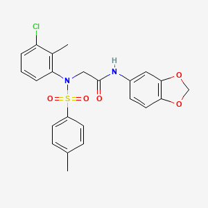 molecular formula C23H21ClN2O5S B5185777 N~1~-1,3-benzodioxol-5-yl-N~2~-(3-chloro-2-methylphenyl)-N~2~-[(4-methylphenyl)sulfonyl]glycinamide 