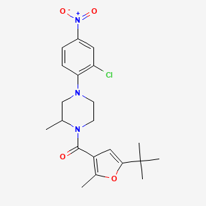 molecular formula C21H26ClN3O4 B5185792 1-(5-tert-butyl-2-methyl-3-furoyl)-4-(2-chloro-4-nitrophenyl)-2-methylpiperazine 