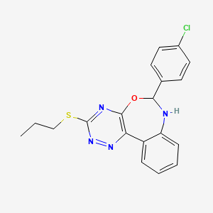 molecular formula C19H17ClN4OS B5185796 6-(4-chlorophenyl)-3-(propylthio)-6,7-dihydro[1,2,4]triazino[5,6-d][3,1]benzoxazepine 