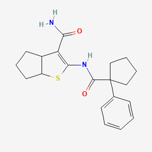 molecular formula C20H24N2O2S B5185833 2-{[(1-phenylcyclopentyl)carbonyl]amino}-4,5,6,6a-tetrahydro-3aH-cyclopenta[b]thiophene-3-carboxamide 