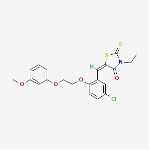 molecular formula C21H20ClNO4S2 B5185847 5-{5-chloro-2-[2-(3-methoxyphenoxy)ethoxy]benzylidene}-3-ethyl-2-thioxo-1,3-thiazolidin-4-one 