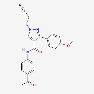 molecular formula C22H20N4O3 B5185850 N-(4-acetylphenyl)-1-(2-cyanoethyl)-3-(4-methoxyphenyl)-1H-pyrazole-4-carboxamide 