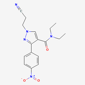 molecular formula C17H19N5O3 B5185851 1-(2-cyanoethyl)-N,N-diethyl-3-(4-nitrophenyl)-1H-pyrazole-4-carboxamide 