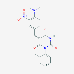 molecular formula C20H18N4O5 B5185853 5-[4-(dimethylamino)-3-nitrobenzylidene]-1-(2-methylphenyl)-2,4,6(1H,3H,5H)-pyrimidinetrione 