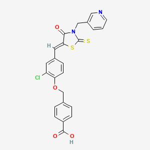 molecular formula C24H17ClN2O4S2 B5185854 4-[(2-chloro-4-{[4-oxo-3-(3-pyridinylmethyl)-2-thioxo-1,3-thiazolidin-5-ylidene]methyl}phenoxy)methyl]benzoic acid 