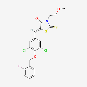 molecular formula C20H16Cl2FNO3S2 B5185855 5-{3,5-dichloro-4-[(2-fluorobenzyl)oxy]benzylidene}-3-(2-methoxyethyl)-2-thioxo-1,3-thiazolidin-4-one 